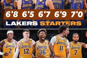 足球赛程-湖人阵容身高升级：首发均高突破2米03，替补席达1米98